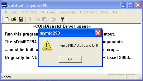 Figure 54: MYMFC29D – testing the DLL Comp Load menu.