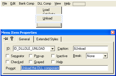 Figure 14: Adding DLL Comp menu and its’ items.