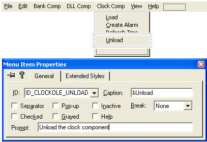Figure 15: Adding Clock Comp menu and its’ items.
