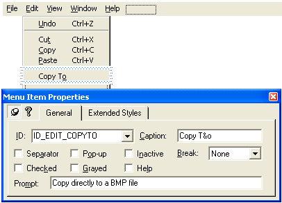 Figure 15: Adding Copy To menu item.