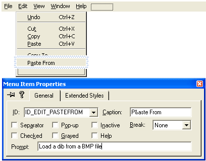 Figure 16: Adding Paste From menu item.