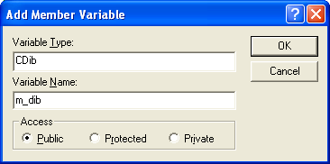 Figure 25: Adding m_dib member variable.
