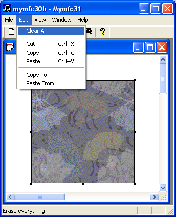 Figure 29: MYMFC30B output - testing the Clear All menu.