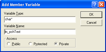 Figure 30: Adding a private member variable to CText class.