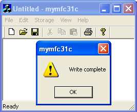 Figure 51: The write operation message box displayed.