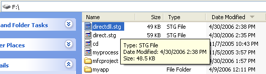 Figure 54: Verifying the directdll.stg file creation during the previous write operation.