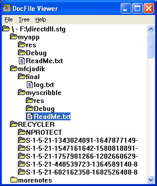Figure 56: MYMFC31C’s directdll.stg structured storage file content.