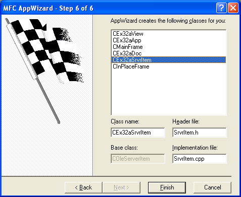 Figure 9: EX32A – AppWizard step 6 of 6.