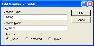 Figure 13:Adding m_strText member variable.