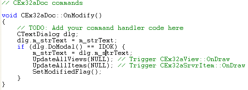 OLE Embedded Components and Containers - MFC C++ code snippet