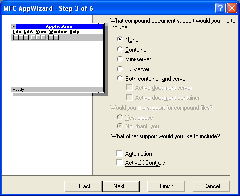 Figure 9: EX32B – AppWizard step 3 of 6.