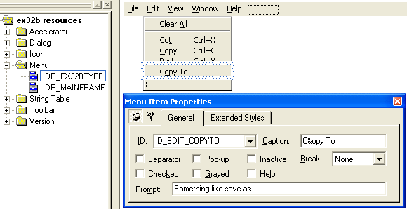 Figure 16: Adding Copy To menu item.