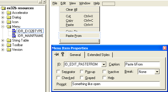 Figure 17: Adding Paste From menu item.