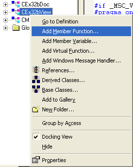 Figure 26: Add new member function using ClassView.