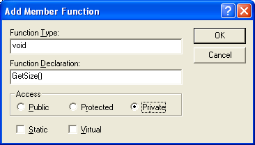 Figure 27: Adding CEx32bView’s GetSize() member function.