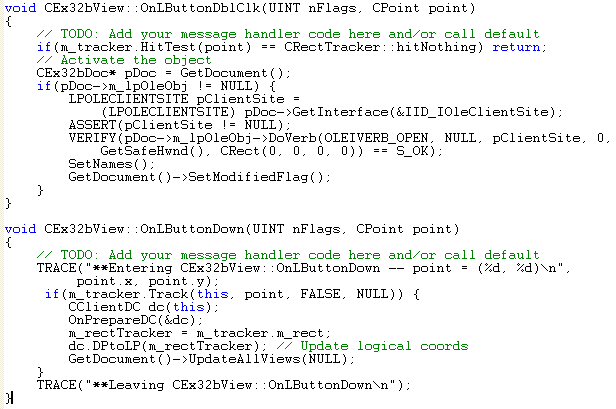 OLE Embedded Components and Containers - MFC C++ code snippet