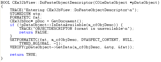 OLE Embedded Components and Containers - MFC C++ code snippet