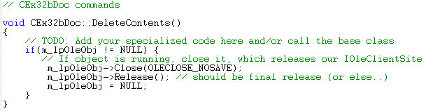 OLE Embedded Components and Containers - MFC C++ code snippet