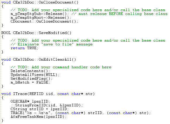 OLE Embedded Components and Containers - MFC C++ code snippet