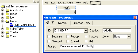 Figure 12: Adding Modify menu.