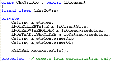 OLE Embedded Components and Containers - MFC C++ code snippet