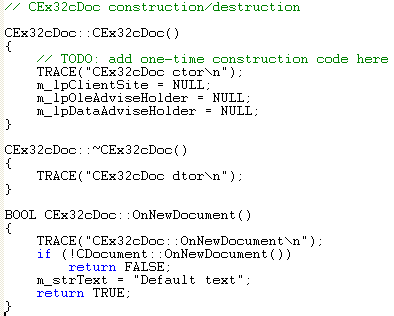 OLE Embedded Components and Containers - MFC C++ code snippet