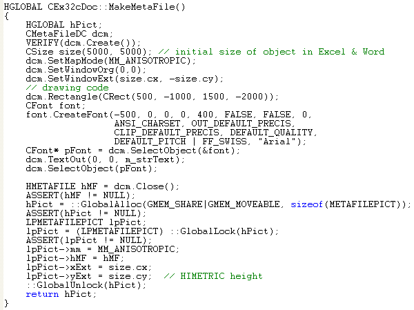 OLE Embedded Components and Containers - MFC C++ code snippet