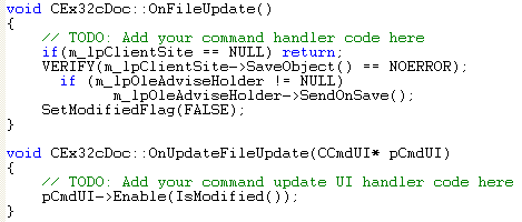 OLE Embedded Components and Containers - MFC C++ code snippet