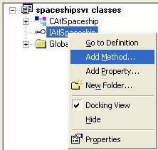 Figure 10: Adding method to IAtlSpaceship interface.