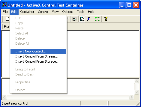 Figure 27: Inserting ActiveX control for testing.