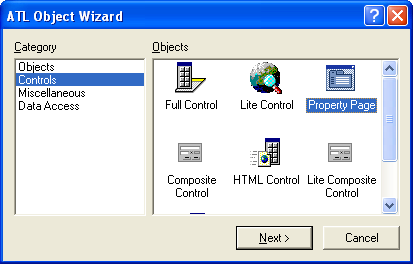 Figure 40: Selecting Property Object for control’s property page.