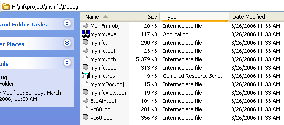 Files generated after the building process under the Debug directory