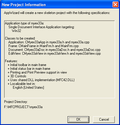 Winsock, C++ and MFC - Figure 17: MYEX33A project summary.