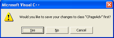 Winsock, C++ and MFC - Figure 54: Save changes dialog prompt.