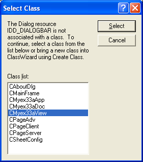 Winsock, C++ and MFC - Figure 80: Selecting the existing class.