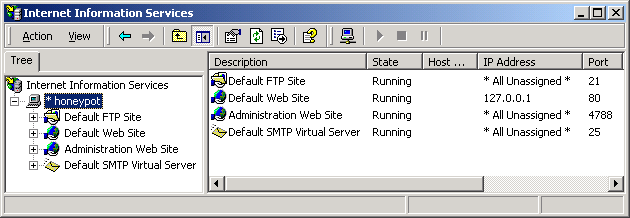 IIS, Winsock, C++ and MFC - The Microsoft Internet Service Manager screen.