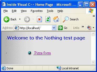 IIS, ISAPI, Winsock, C++ and MFC - Figure 41: MYEX34A main web page in action.