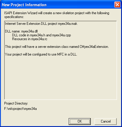 IIS, ISAPI, Winsock, C++ and MFC - Figure 45: MYEX34A project summary.