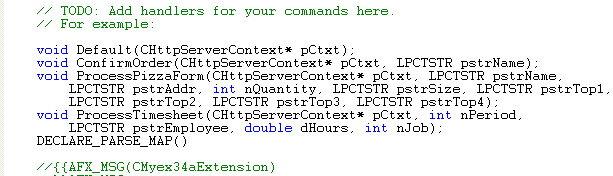 Listing 8 - C++ source code and MFC for ISAPI and IIS