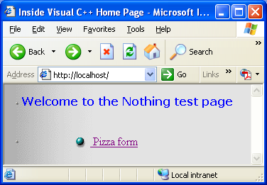 IIS, ISAPI, Winsock, C++ and MFC - Figure 49: Pizza order web site in action.