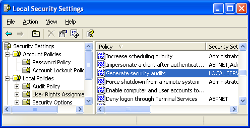 ISAPI, IIS, Winsock, C++ and MFC - Figure 61: Generate Security Audits policy.