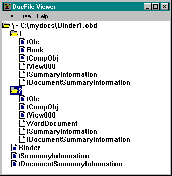 ActiveX document and Internet - Figure 2: A file structure displayed by the DocFile Viewer.