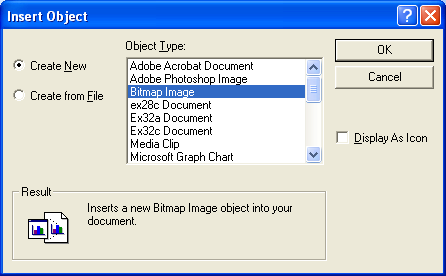 ActiveX document and Internet - Figure 16: Inserting a bitmap object.