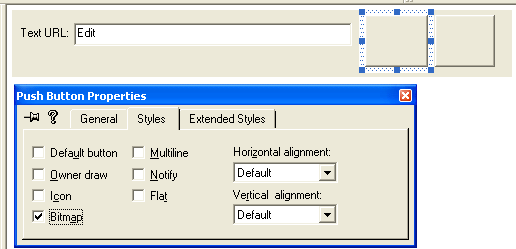 ActiveX document and Internet - Figure 29:  IDC_START button, Styles property page.
