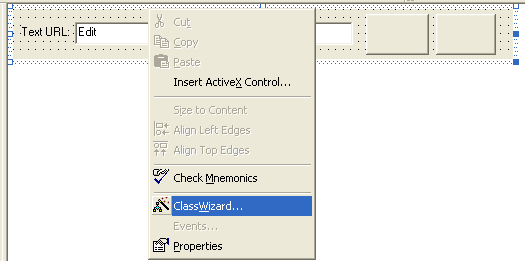 ActiveX document and Internet - Figure 37: Invoking ClassWizard from dialog editor.