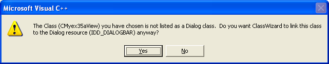 ActiveX document and Internet - Figure 40: Dialog prompt for the class to dialog linking.