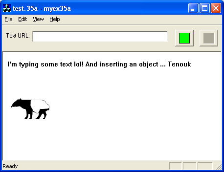 ActiveX document and Internet - Figure 43: MYEX35A phase 2 program output in action, opening test.35a file.