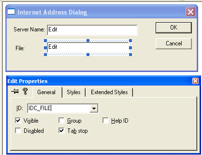 ActiveX document and Internet - Figure 57: IDC_FILE property page.