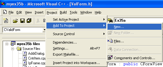 ActiveX document and Internet - Figure 81: Adding new files to a class.