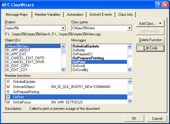 ActiveX document and Internet - Figure 85: Adding and deleting virtual functions.